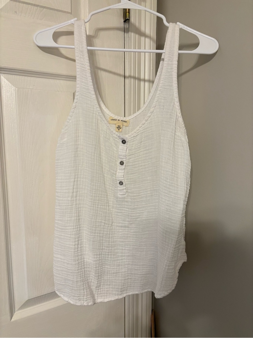 cloth & stone White Cotton Gauze Henley Tank
